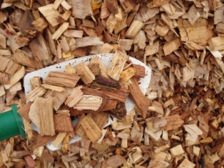 Close-up of woodchip mulch pile