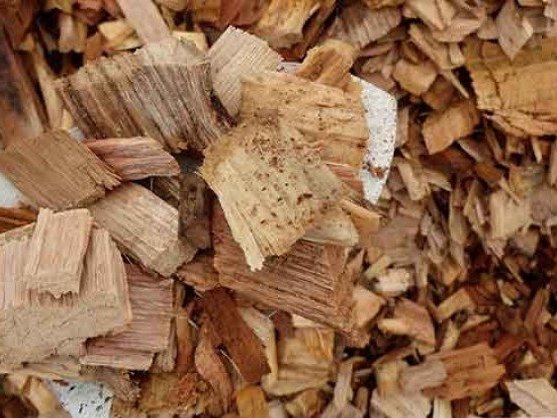 Texture of playground woodchips