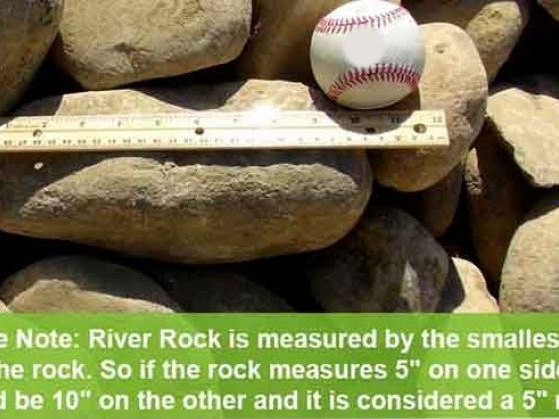 Measuring 3-5 inch river rock with a baseball and ruler